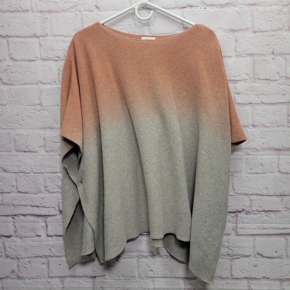 J Jill Purejill Ombre Poncho Sweater Womens OS Ribbed Lagenlook‎ Minimalist Boho